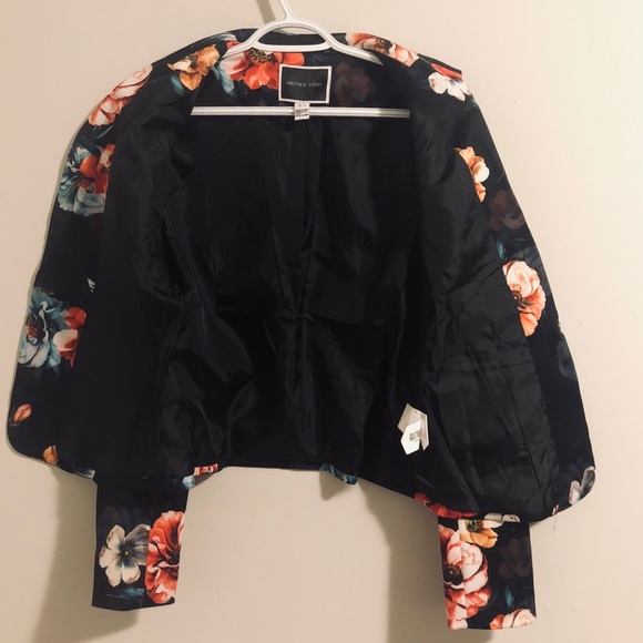 Another Story satin floral blazer suit jacket - Picture 4 of 10